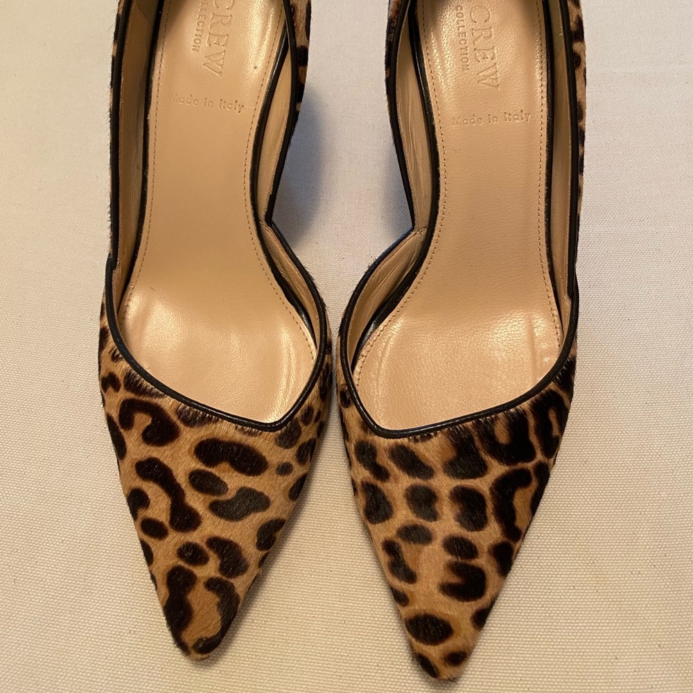 J. Crew Colette Calf Hair Leopard d’Orsay Heel 6.5 Made in Italy